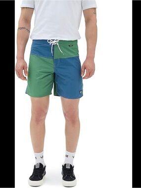 Men's Two-Tone Blue & Green Swim Trunks